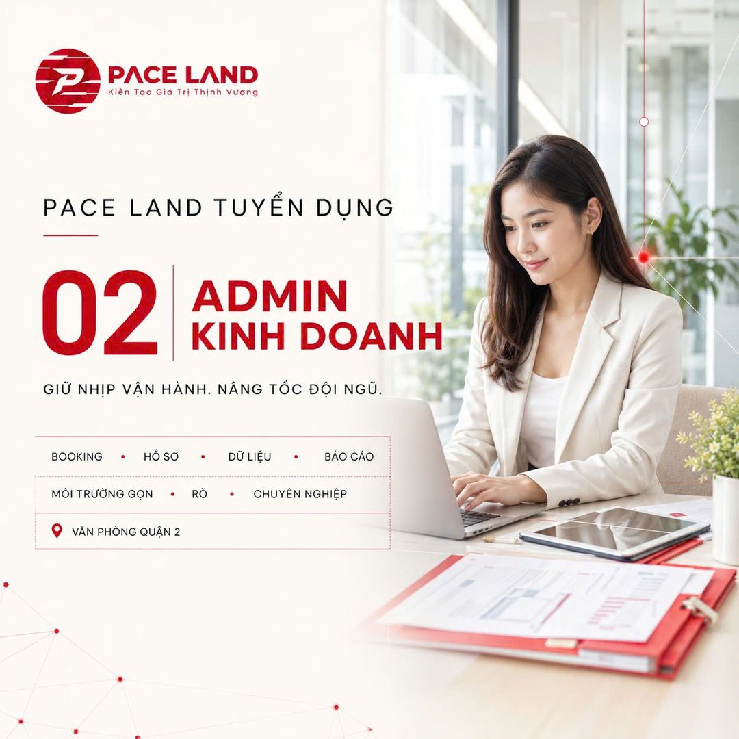 Poster tuyển dụng Admin Kinh doanh — PaceLand