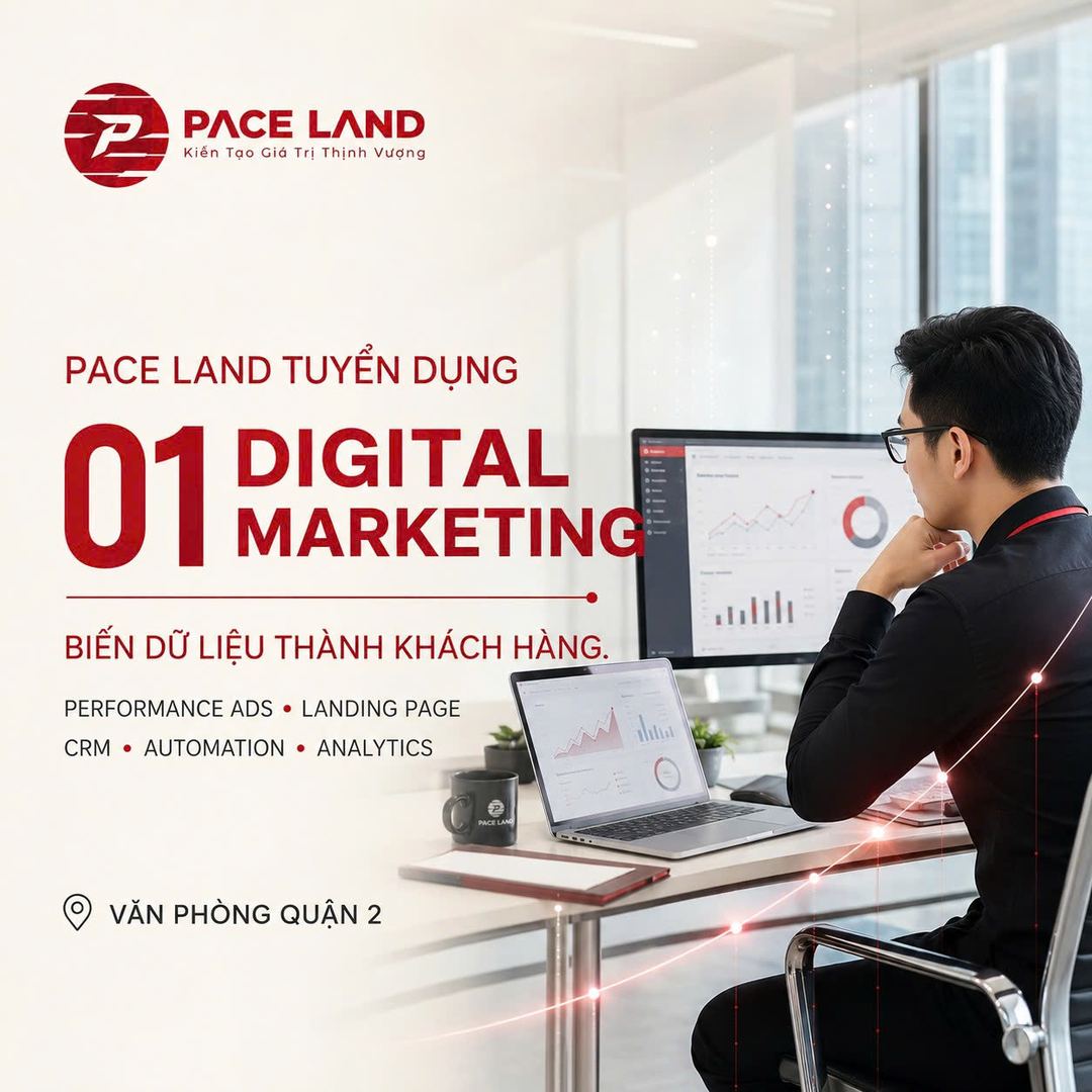 Poster tuyển dụng Digital Marketing — PaceLand
