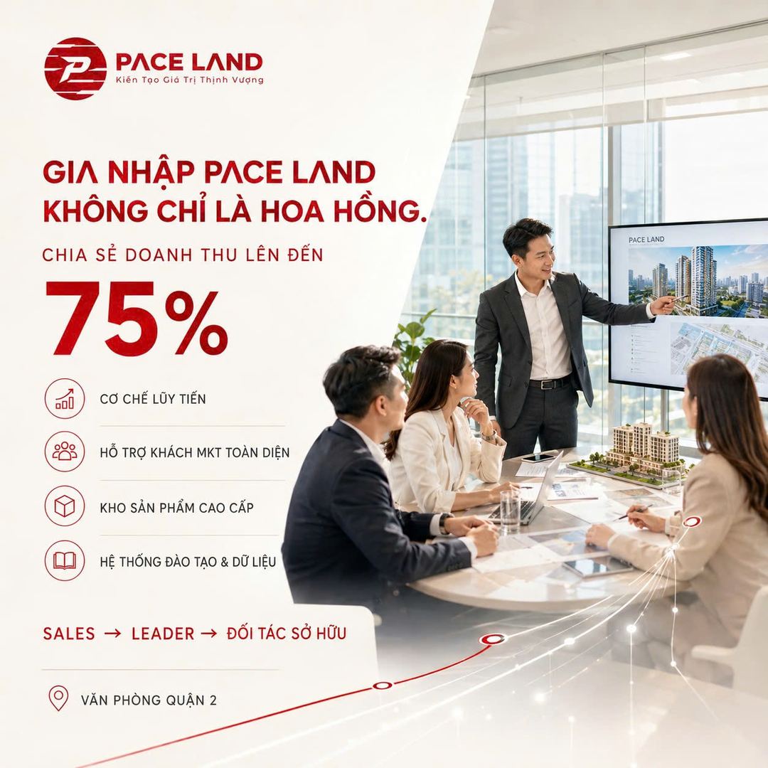 Poster PaceLand: gia nhập PaceLand không chỉ là hoa hồng — chia sẻ doanh thu lên đến 75%